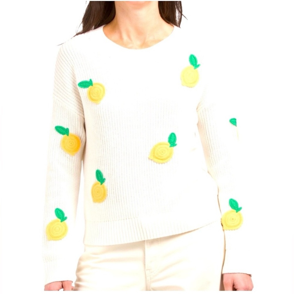 Cynthia Rowley Lemon Embroidered Knit Sweater. Size M. Like new, worn once.
